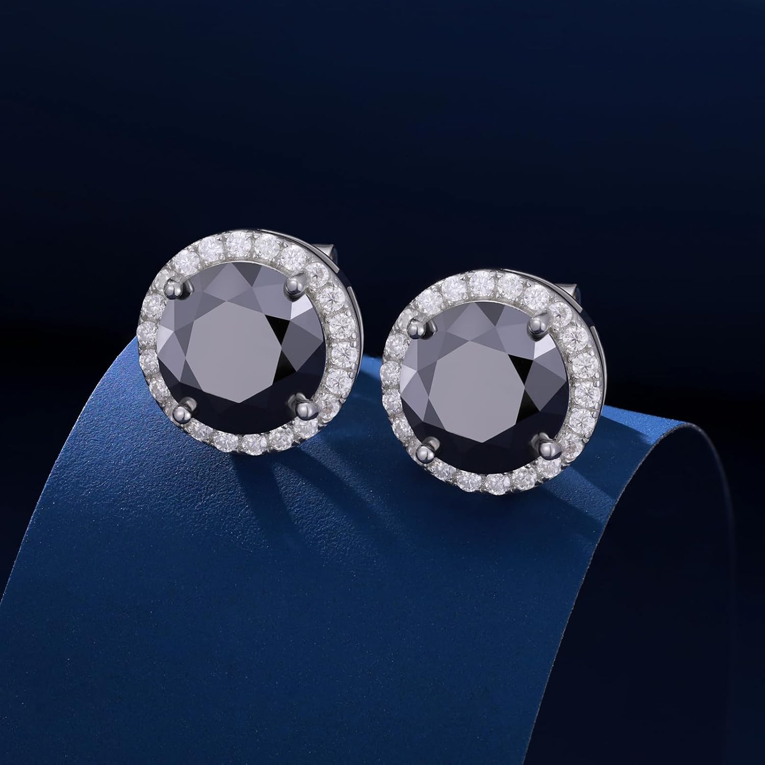 Moissanite Halo Earrings Stud Screw Back 0.2-8.0Ct 3-10Mm 18K White Gold Plated