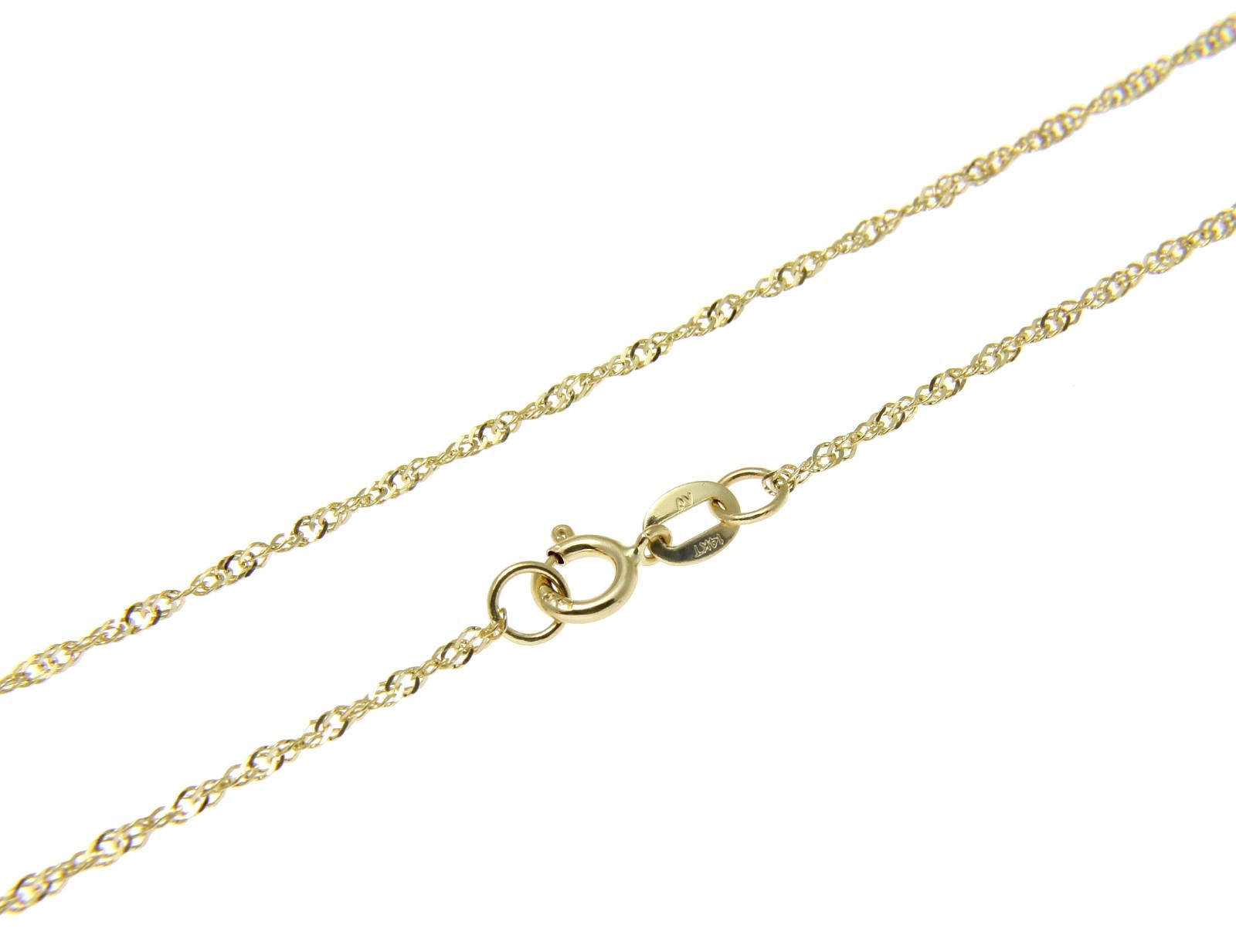 1.5MM SOLID 14K YELLOW GOLD SINGAPORE CHAIN NECKLACE 16″ 18″ 20″ 22″ 24″