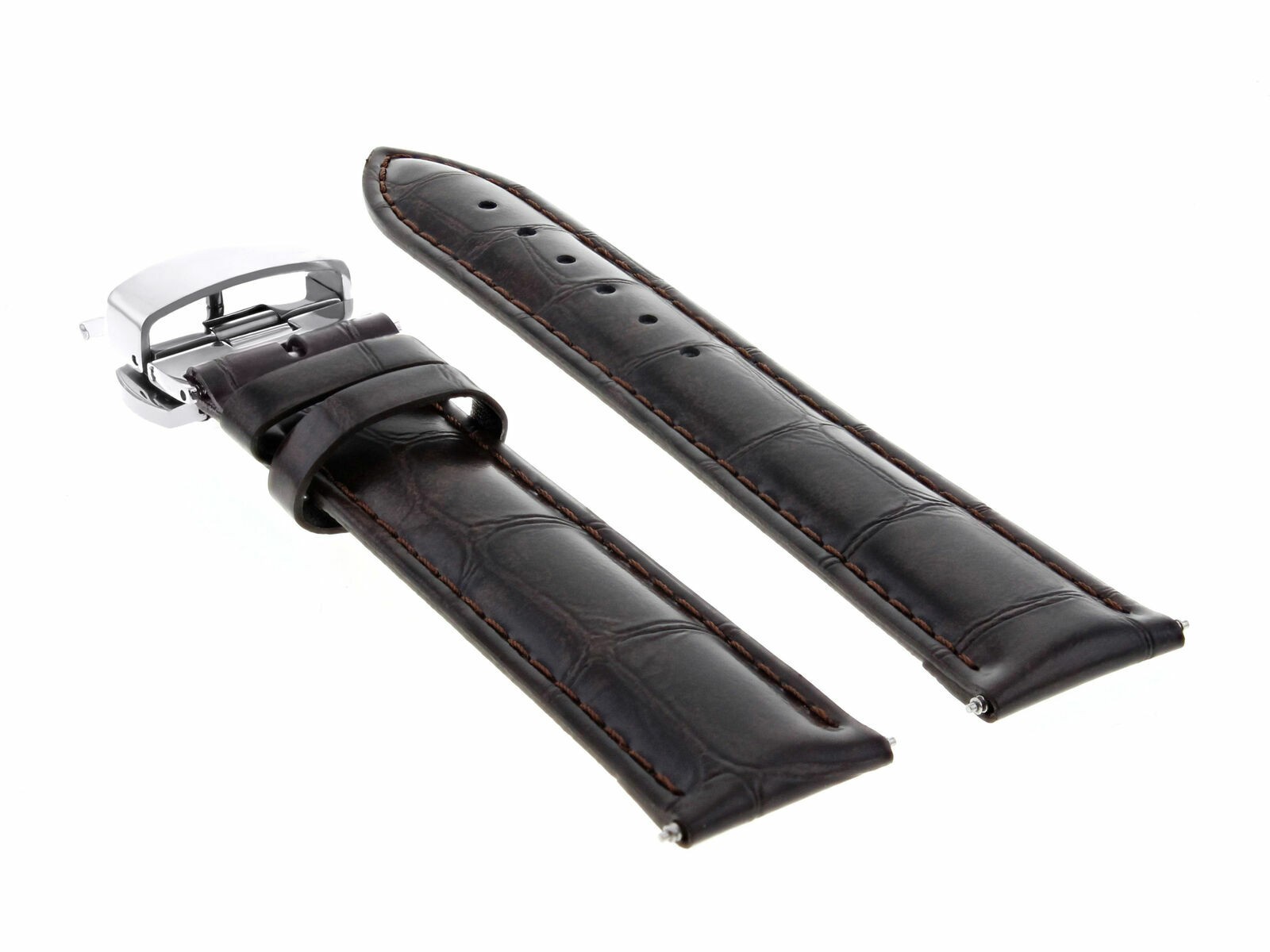 21MM LEATHER WATCH BAND STRAP DEPLOYMENT CLASP FOR ROLEX DEEPSEA DARK BROWN
