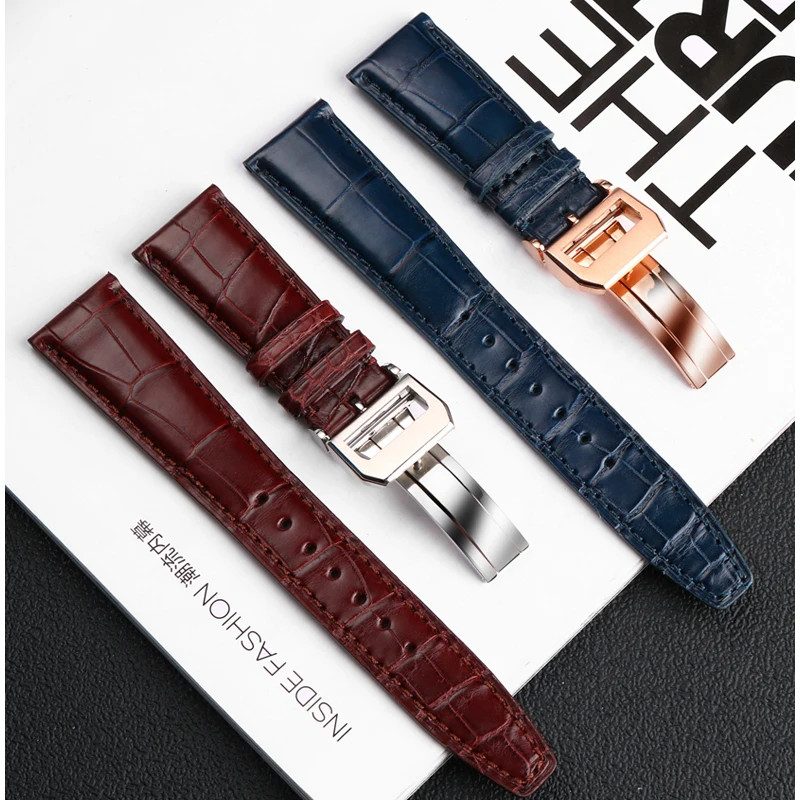 Cro.co.dile Skin Watch Strap For IWC Portugieser Portofino Pilot 21 22mm Folding