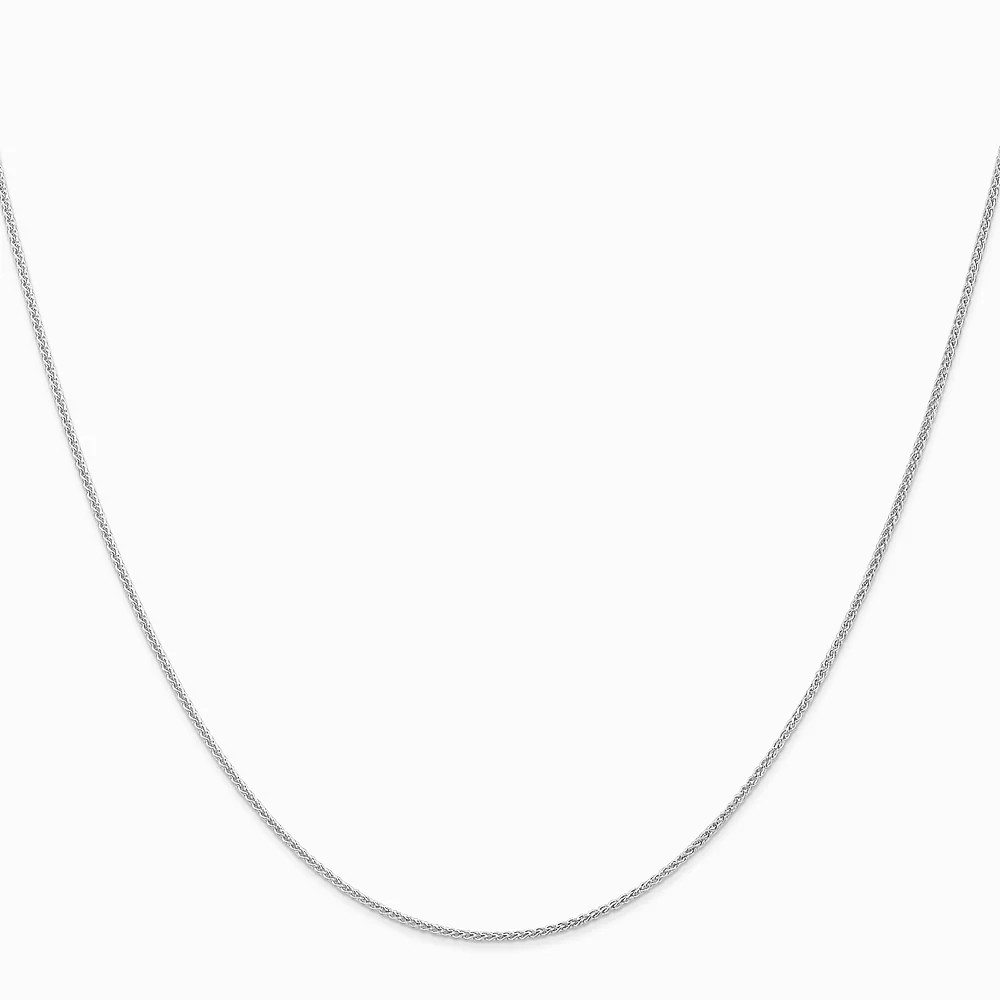 10K White Gold 1mm Spiga Chain Necklace 16″-24″