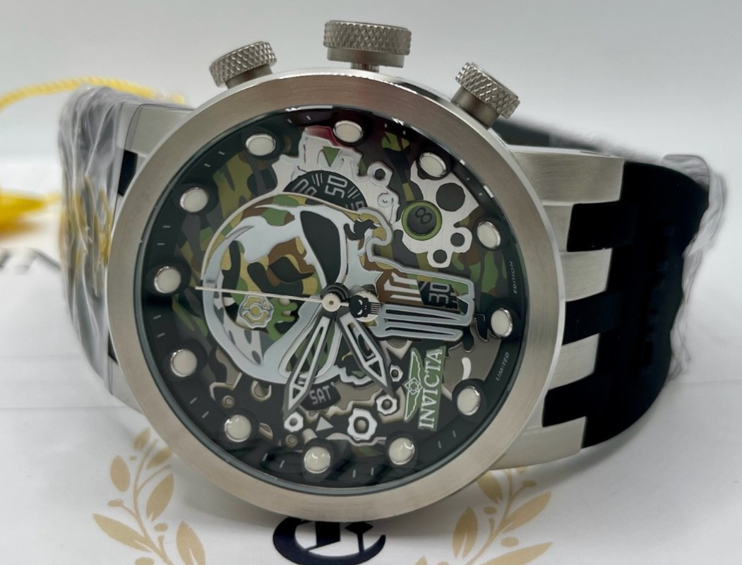 Invicta Marvel Punisher Men’s 46mm Limited to 3,000 Swiss Chrono Watch (34680)