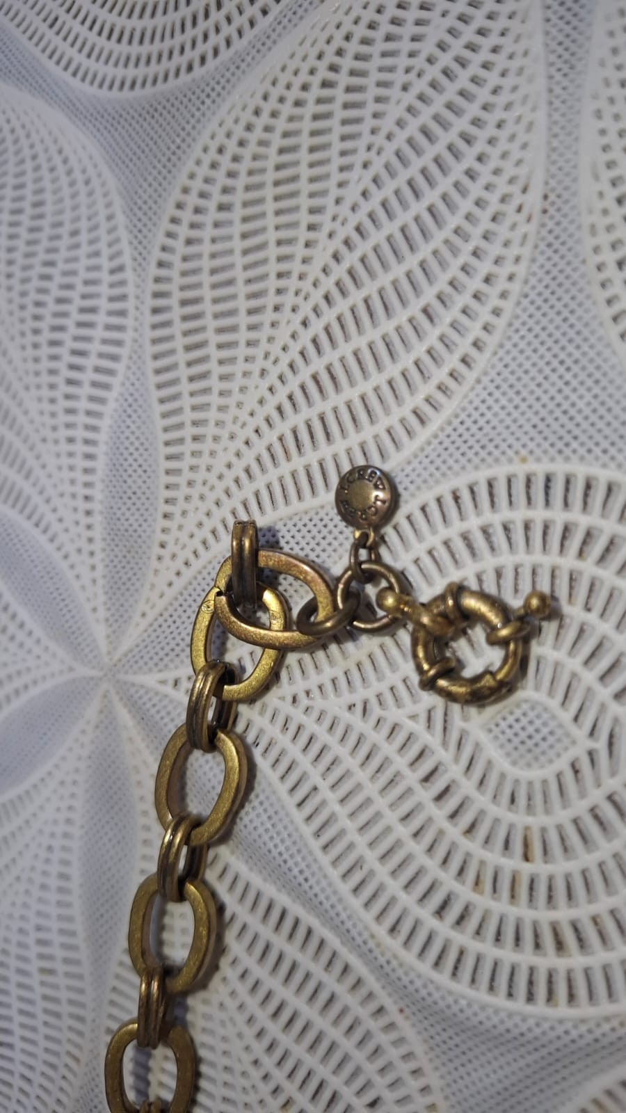 J. Crew Necklace, Faux Crystal and White Acrylic, Gold Tone Chain