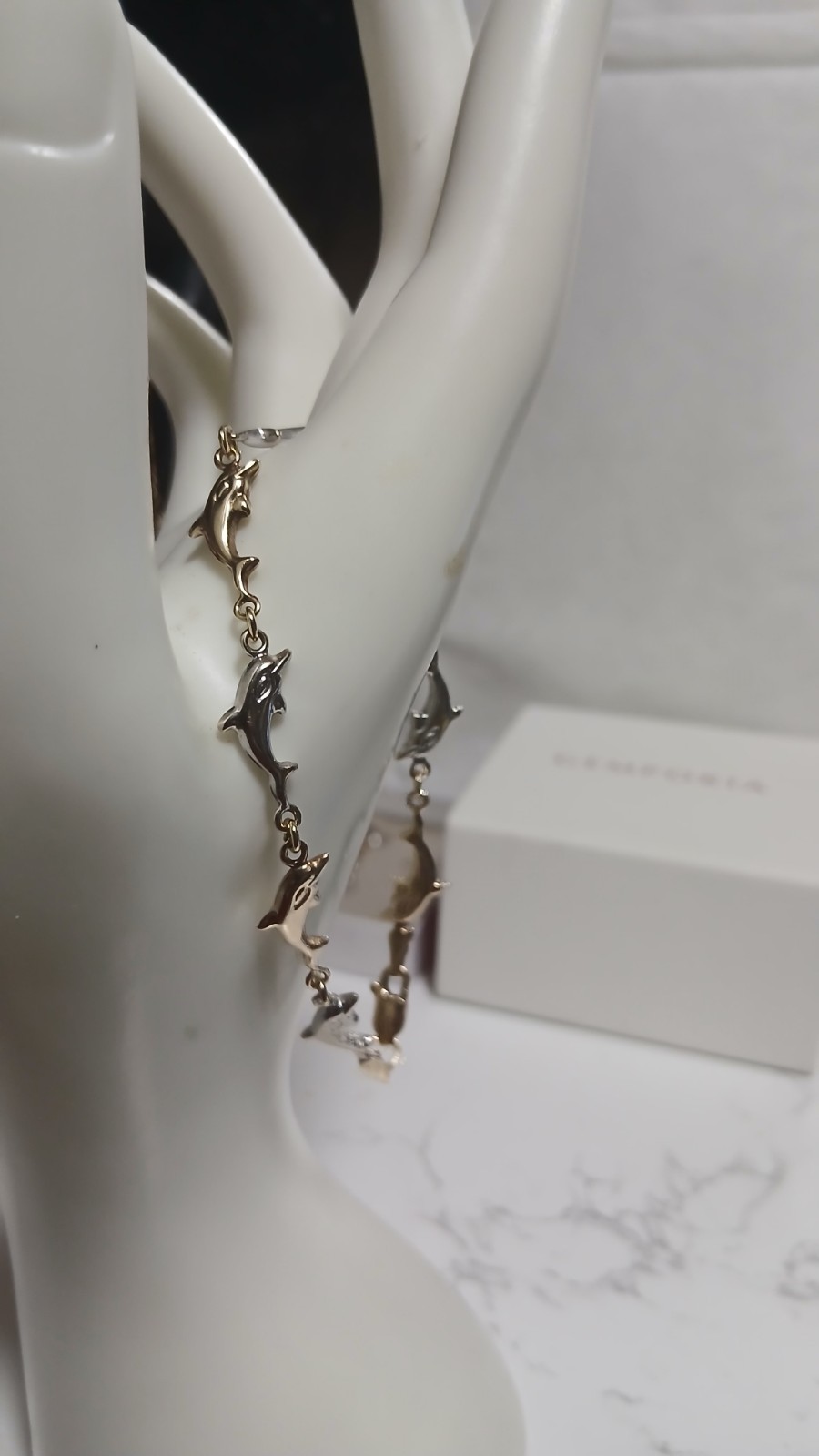 9ct Yellow and white Gold dolphins Bracelet.