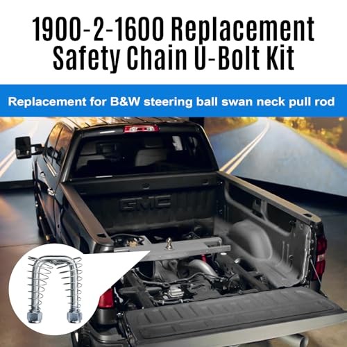 1900-2-1600 Replacement Safety Chain U-Bolt Kit Fit for B&W Gooseneck Hitchb