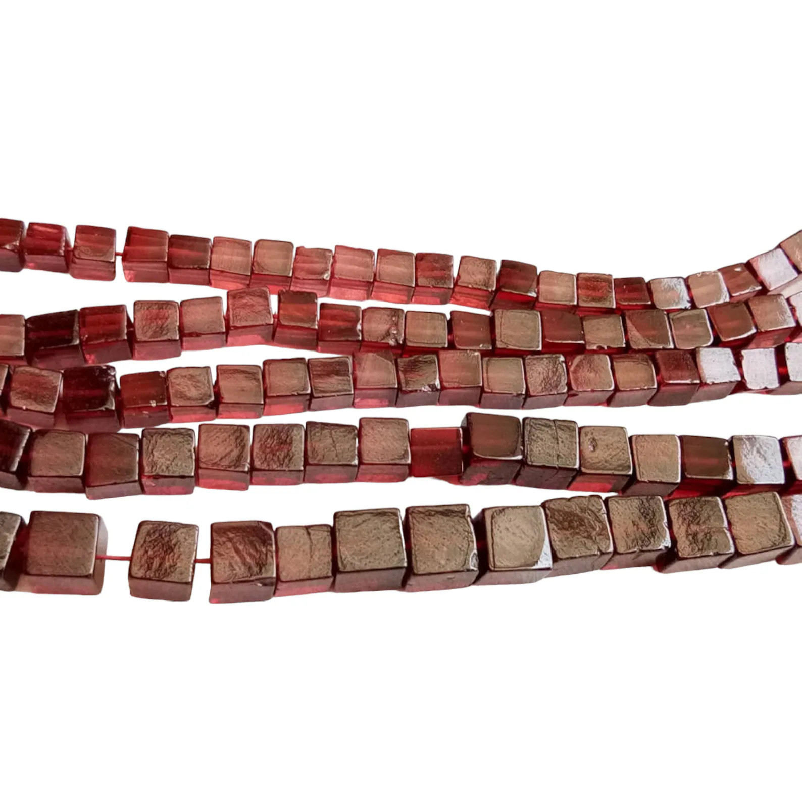 3.5-5.5mm Garnet Cube Beads, Garnet Plain Box Beads, Natural Garnet Gemstones
