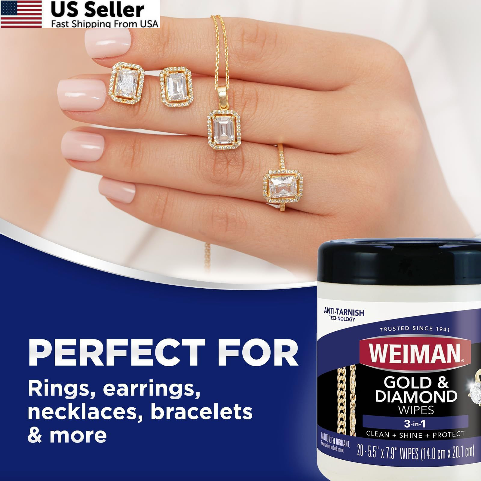 Weiman Gold & Diamond 3-in-1 Wipes – The Premium Jewelry Small, White