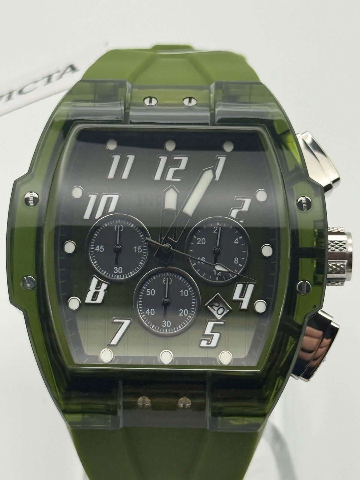 Invicta 49980 S1 Rally Vortce 47mm Chronograph Green Transparent Quartz NIB New