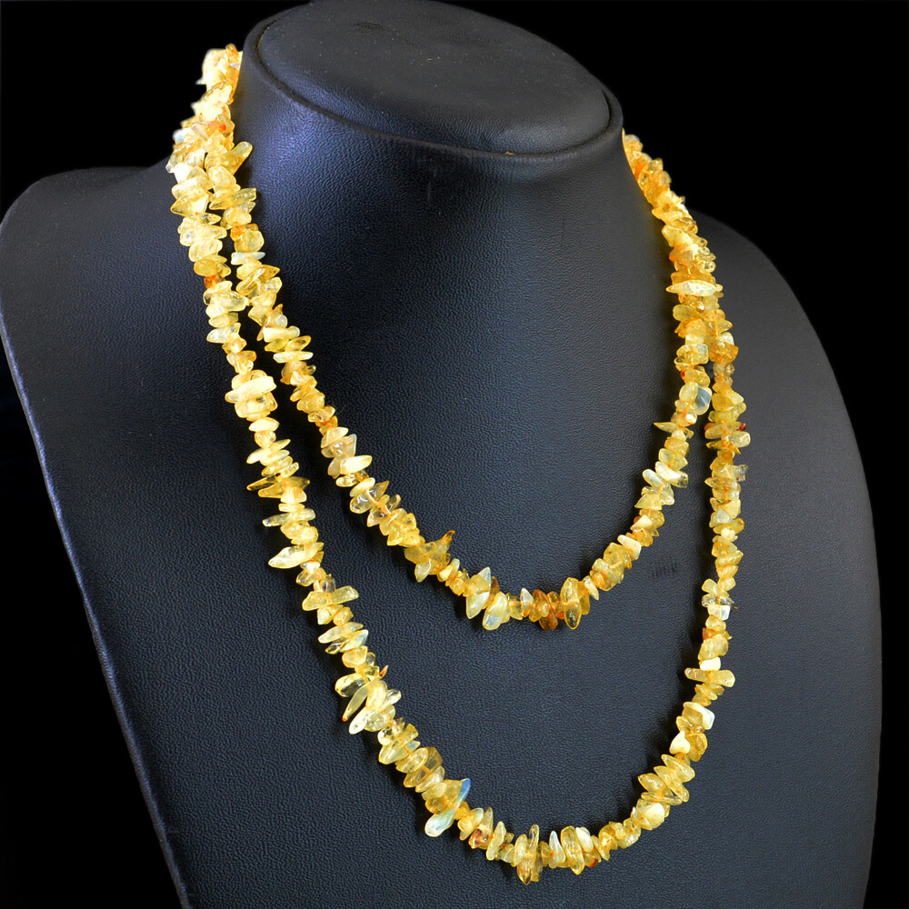 Single Strand 190.00 Cts Earth Mined Yellow Citrine Beads Necklace NK 04E98