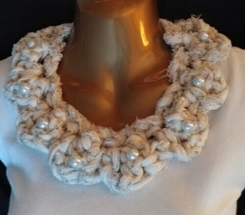 FREE 10 Resale Handmade Asst Random Crocheted Scalloped Collar Necklaces & beads