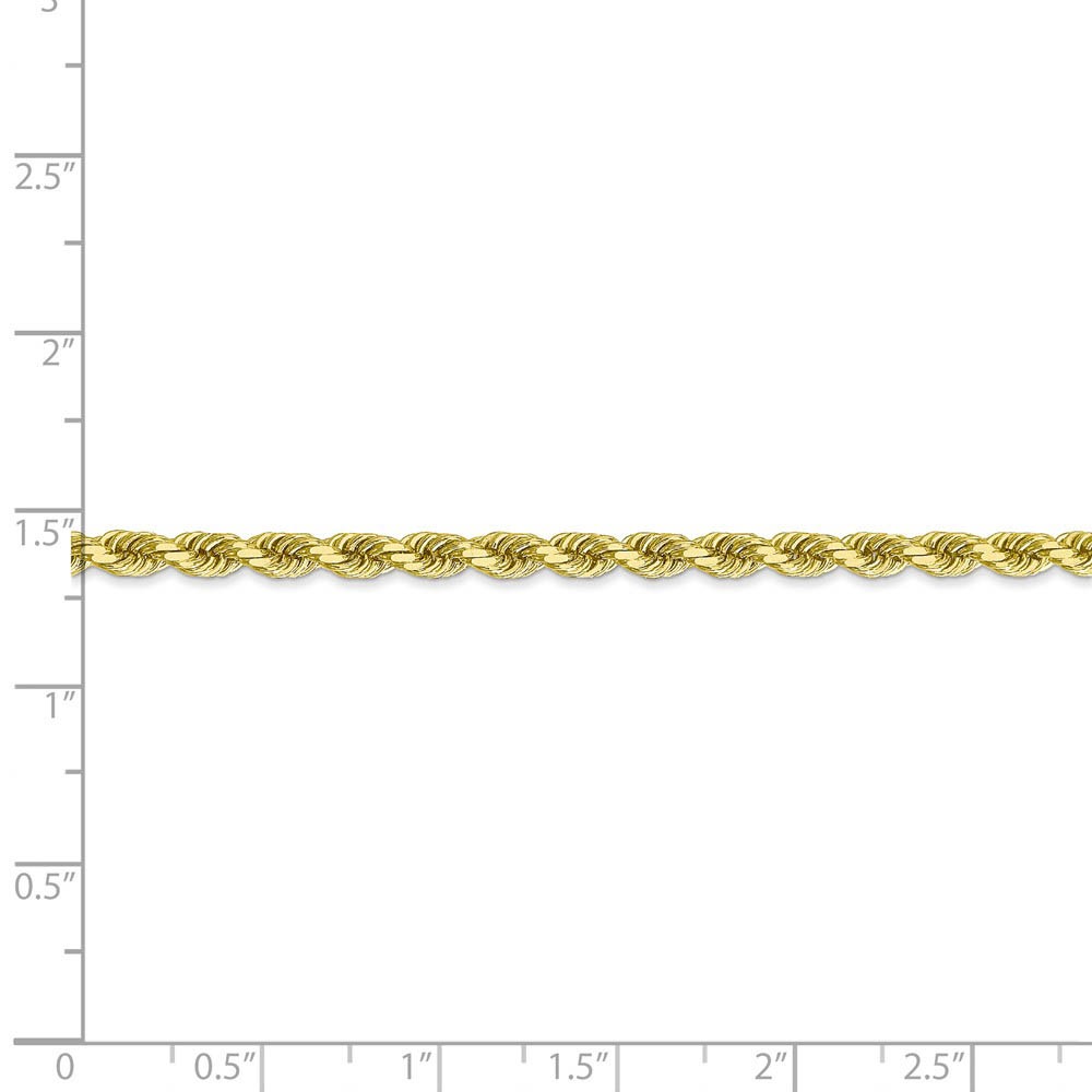 3.5mm, 10k Yellow Gold Diamond Cut Solid Rope Chain Anklet or Bracelet