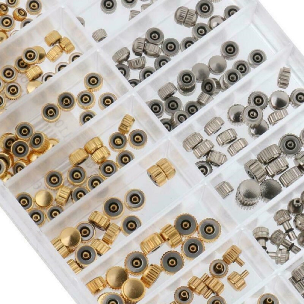 3.5-6.0mm 10 Sizes Silver Gold Watch Stem Crown With Waterproof Circle Rings