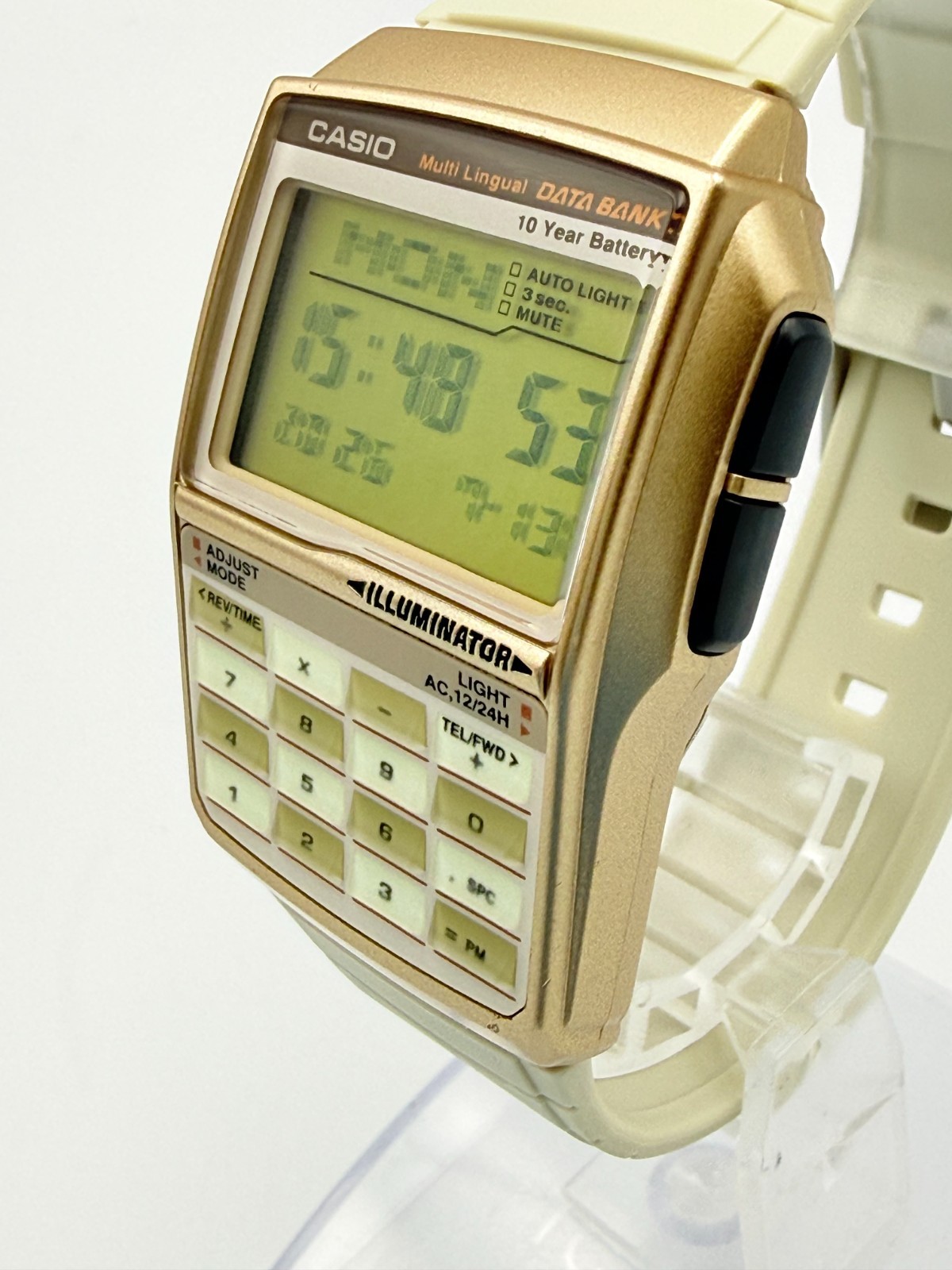 CASIO DBC-32 Data Bank Digital Calculator Beige Gold Color Quartz Watch – Rank A