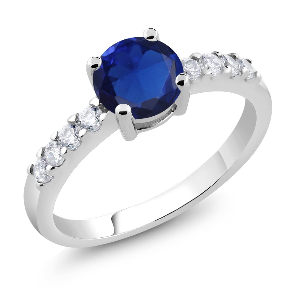 Created Sapphire Engagement Anniversary Promise Ring For Women (1.24 Cttw,