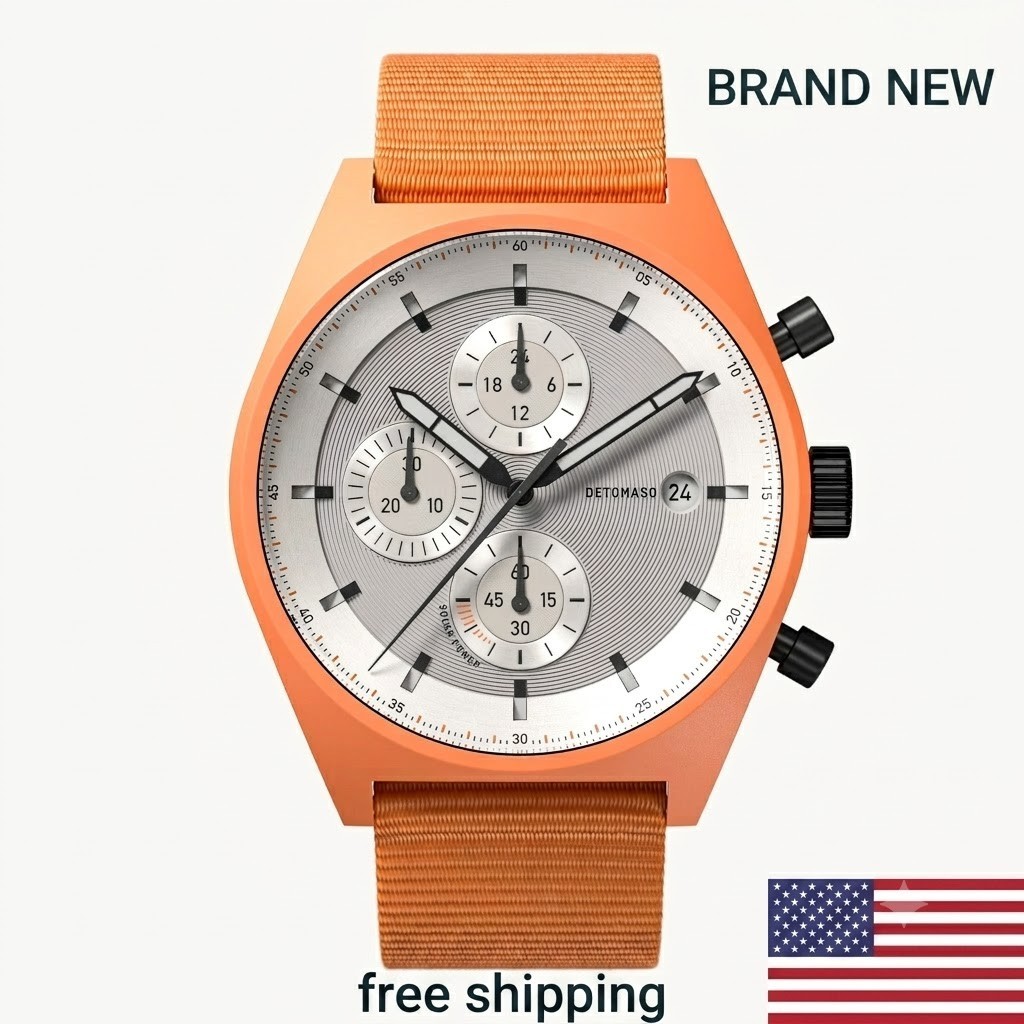 DETOMASO D10 CHRONO SOLAR ORANGE SILVER 43 mm MSRP $319 🔥NEW🔥