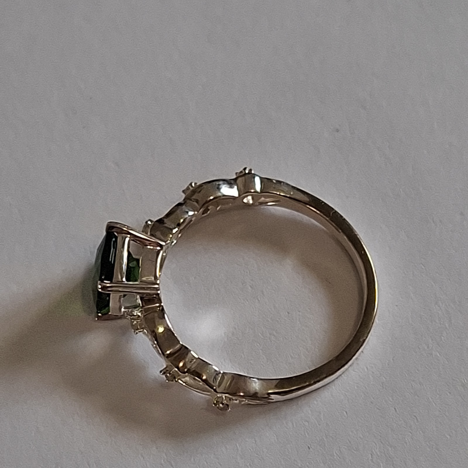 Sterling Silver & Chrome Diopside Ring Size L1/2