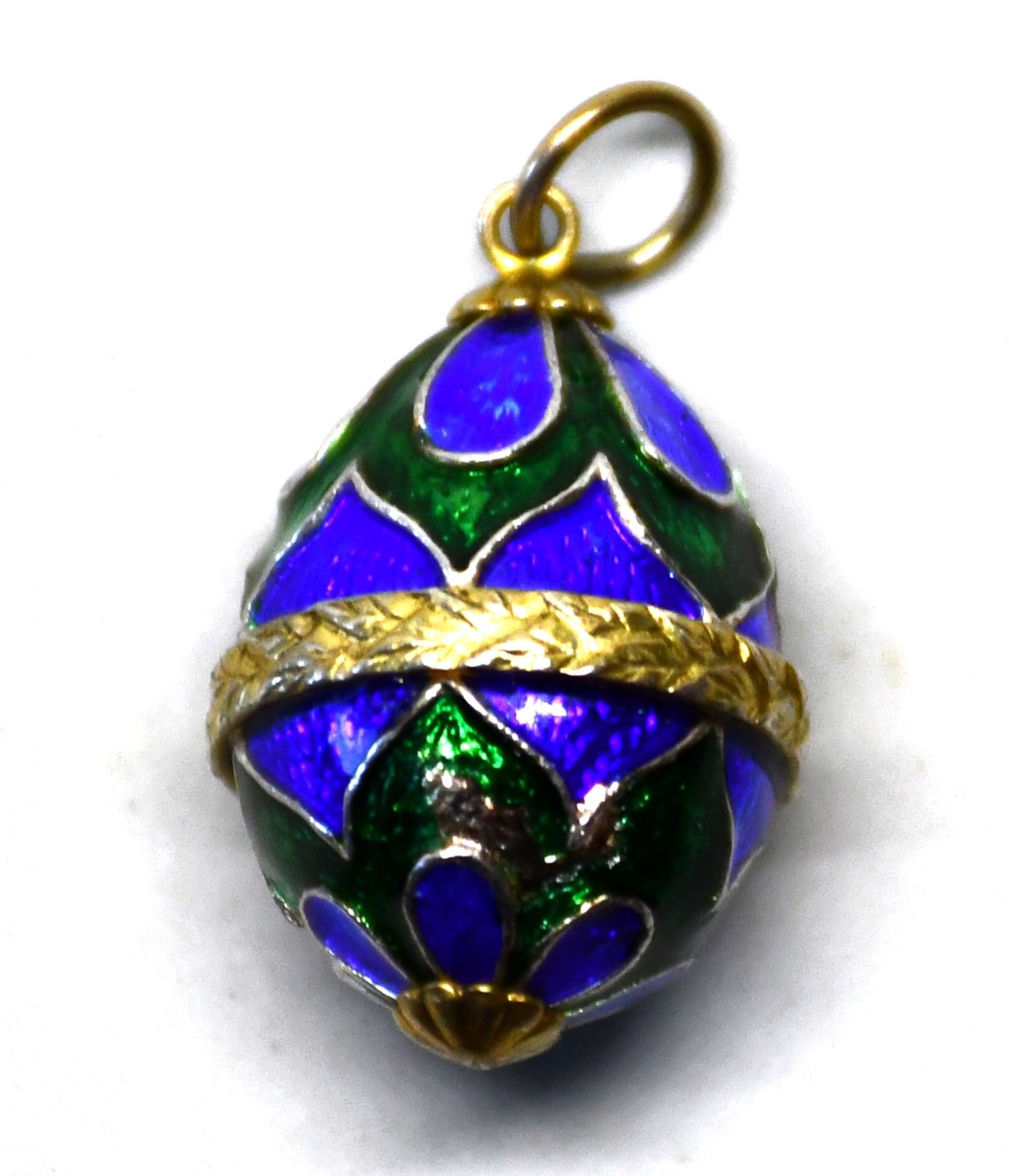 Antique Enamel Sterling Silver Egg Pendant/Charm