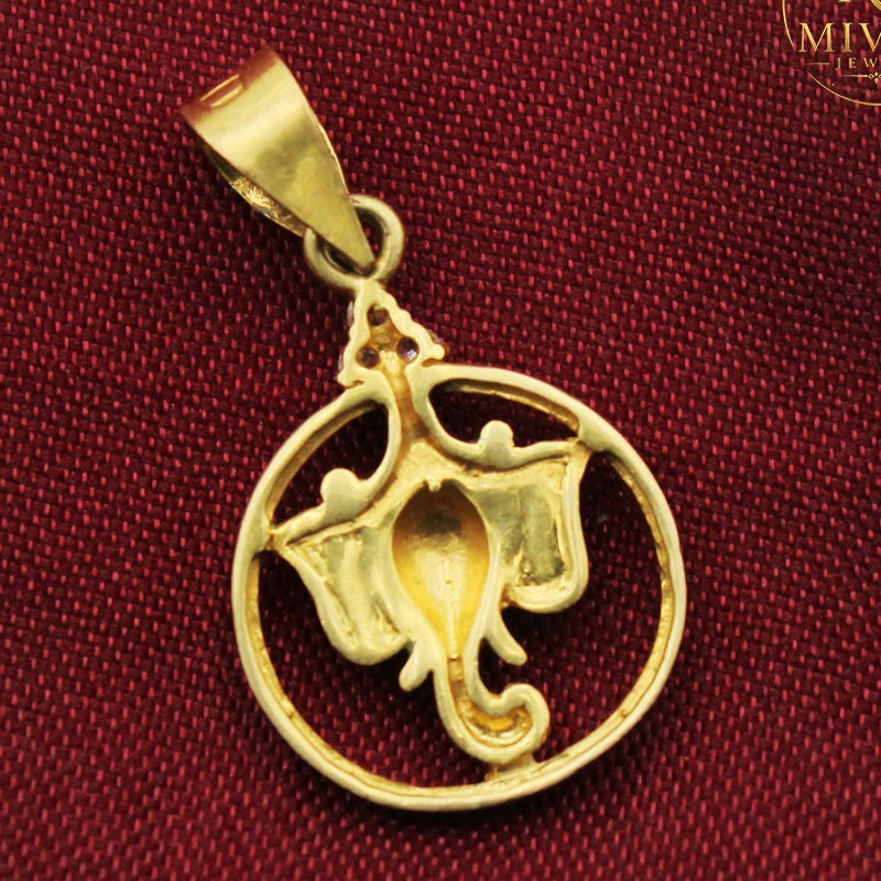 22K Ganesh Ji Yellow Gold Pendant 2.6cm x 1.5cm 2.56g