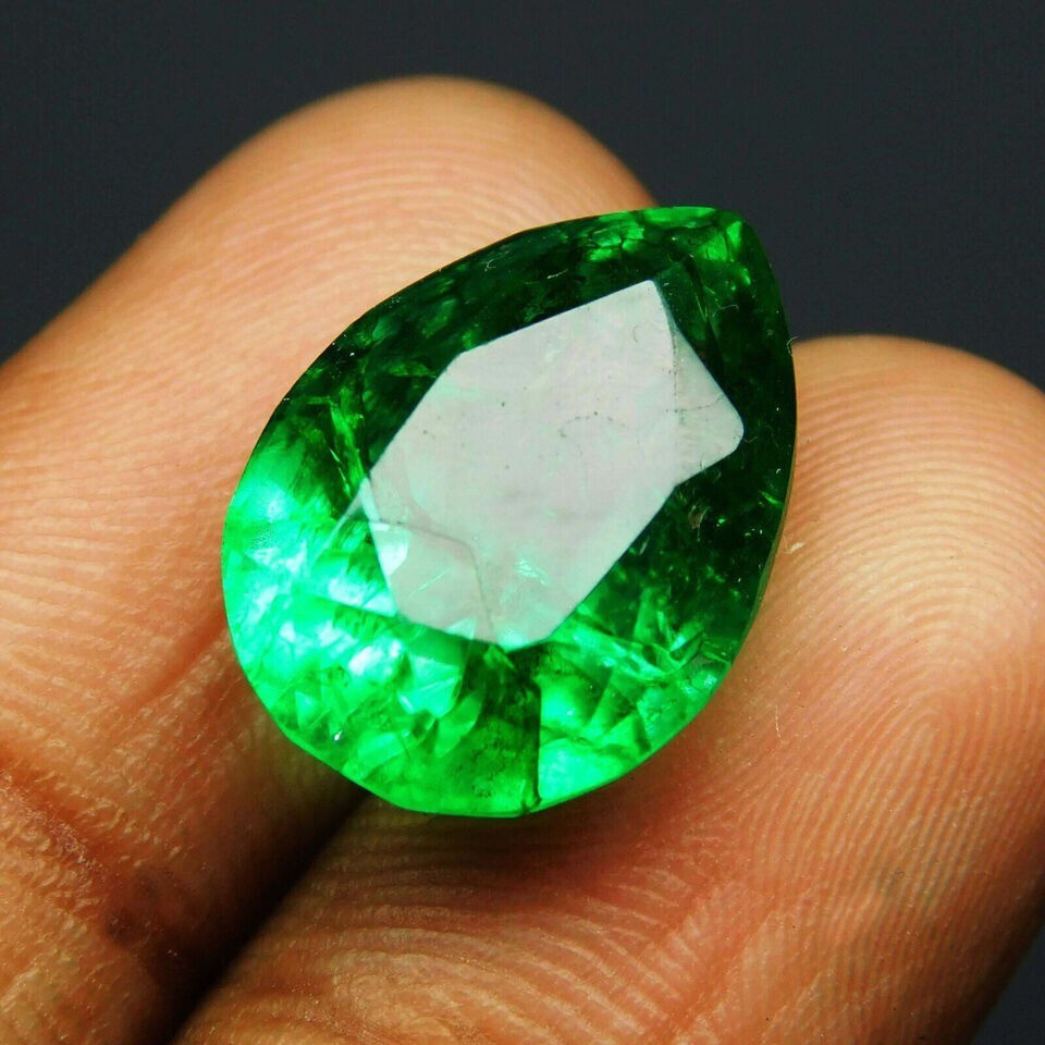Green COLOMBIAN Emerald Pear Shape CERTIFIED Loose Gemstone 8.54 Ct Natural