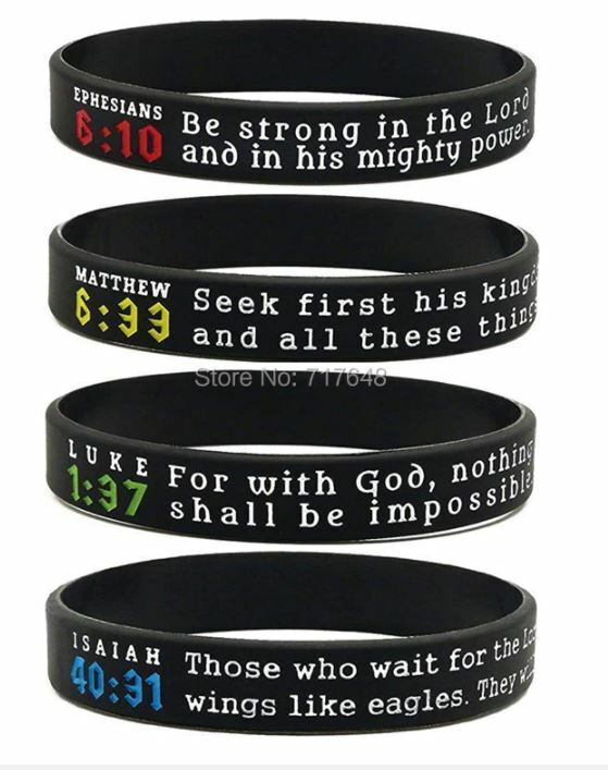 Inspiration Rubber Wristbands Christian Scripture Religious Prayer Bracelets