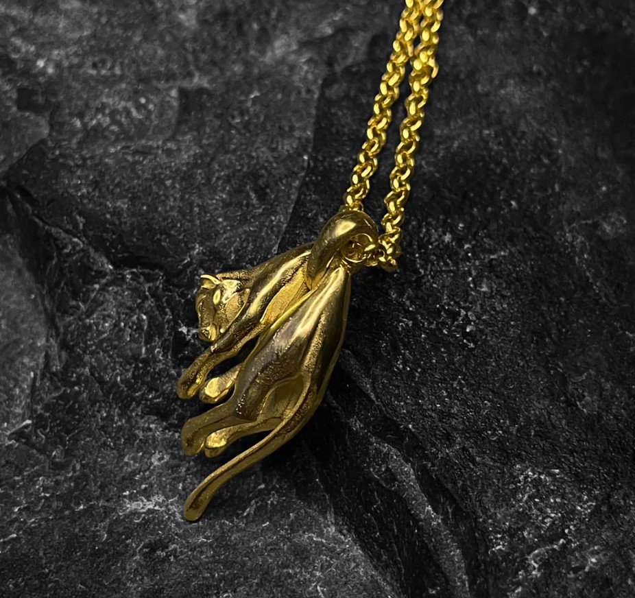 Gold Panther Necklace 925Sterling Silver Hanging Panther Pendant For Unisex Gift