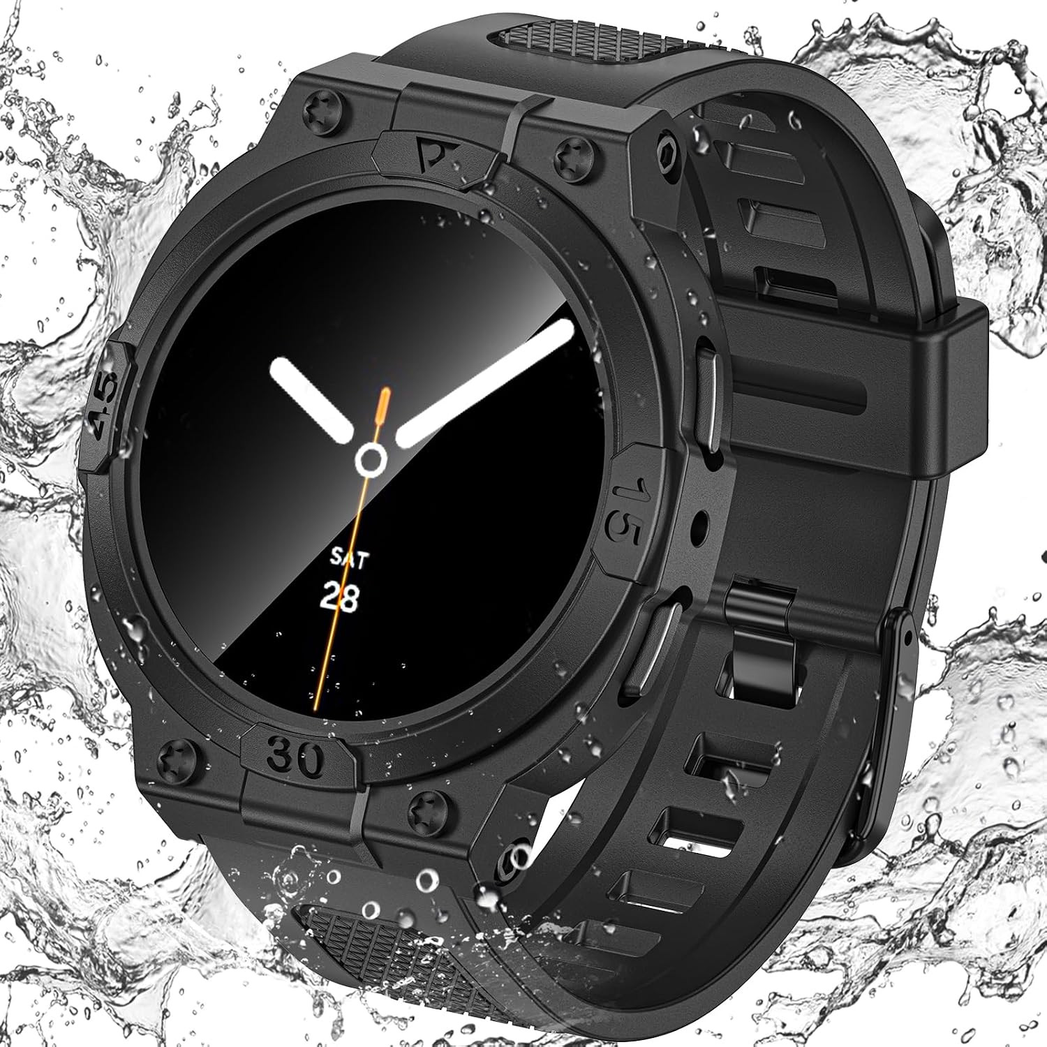 3 in 1 Waterproof Case and Band for Samsung Galaxy Watch 8 7 5 4 FE 44Mm 40Mm, 3
