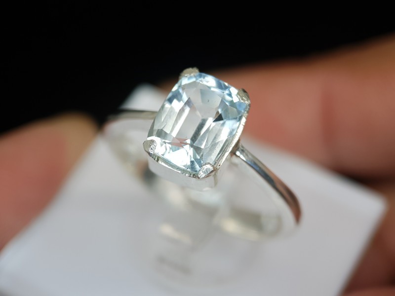 Stunning Unheated Full Natural Blue Aquamarine Handmade Silver Ring 3.63Grams