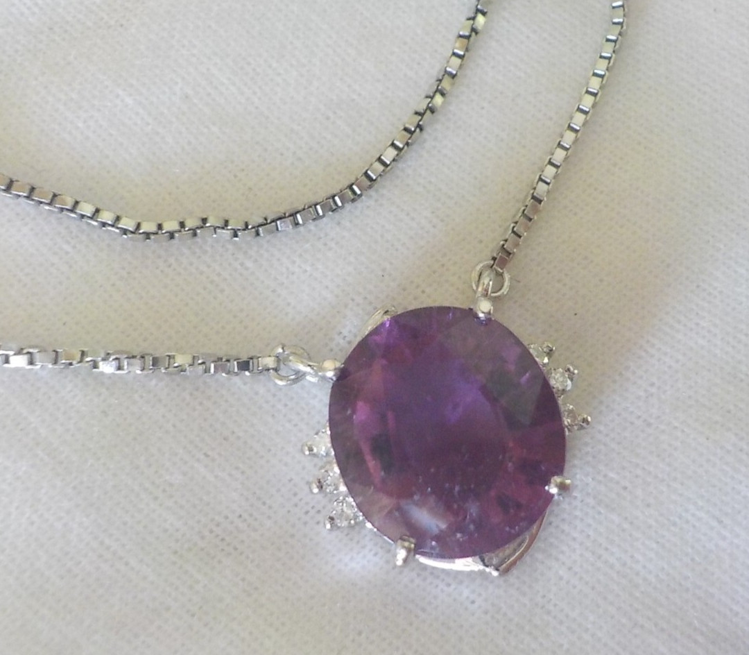 Platinum Unique Purple Tourmaline Diamond Necklace – 7.36 gms, 16.3 in, 3.79 ctw
