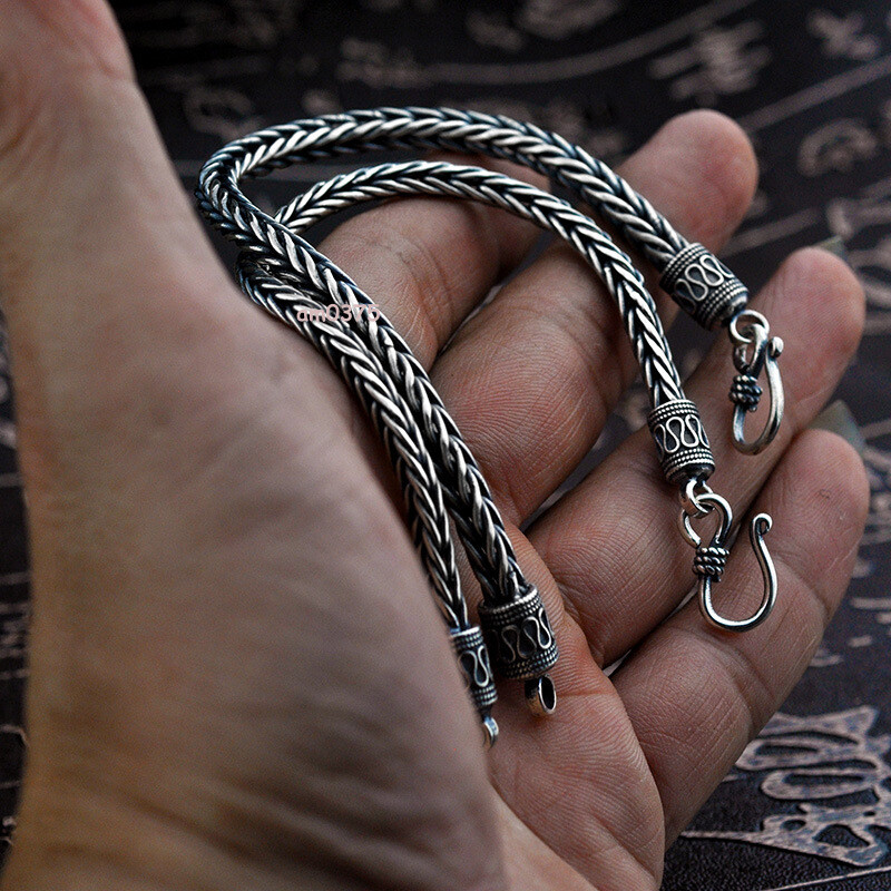 Real 925 Sterling Silver Women Men’s Round Wheat Link Keel Bracelet 7.1-8.26inch