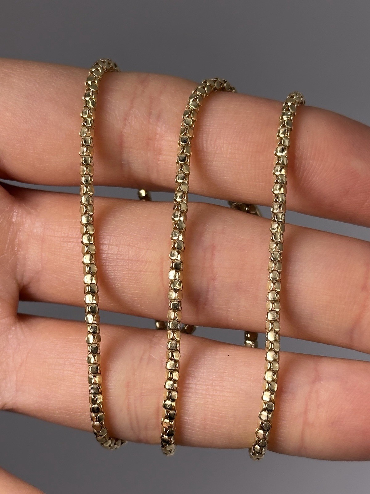 14K Yellow Gold Popcorn Link Chain Necklace, 17”, 2.5 mm, 4.7 g