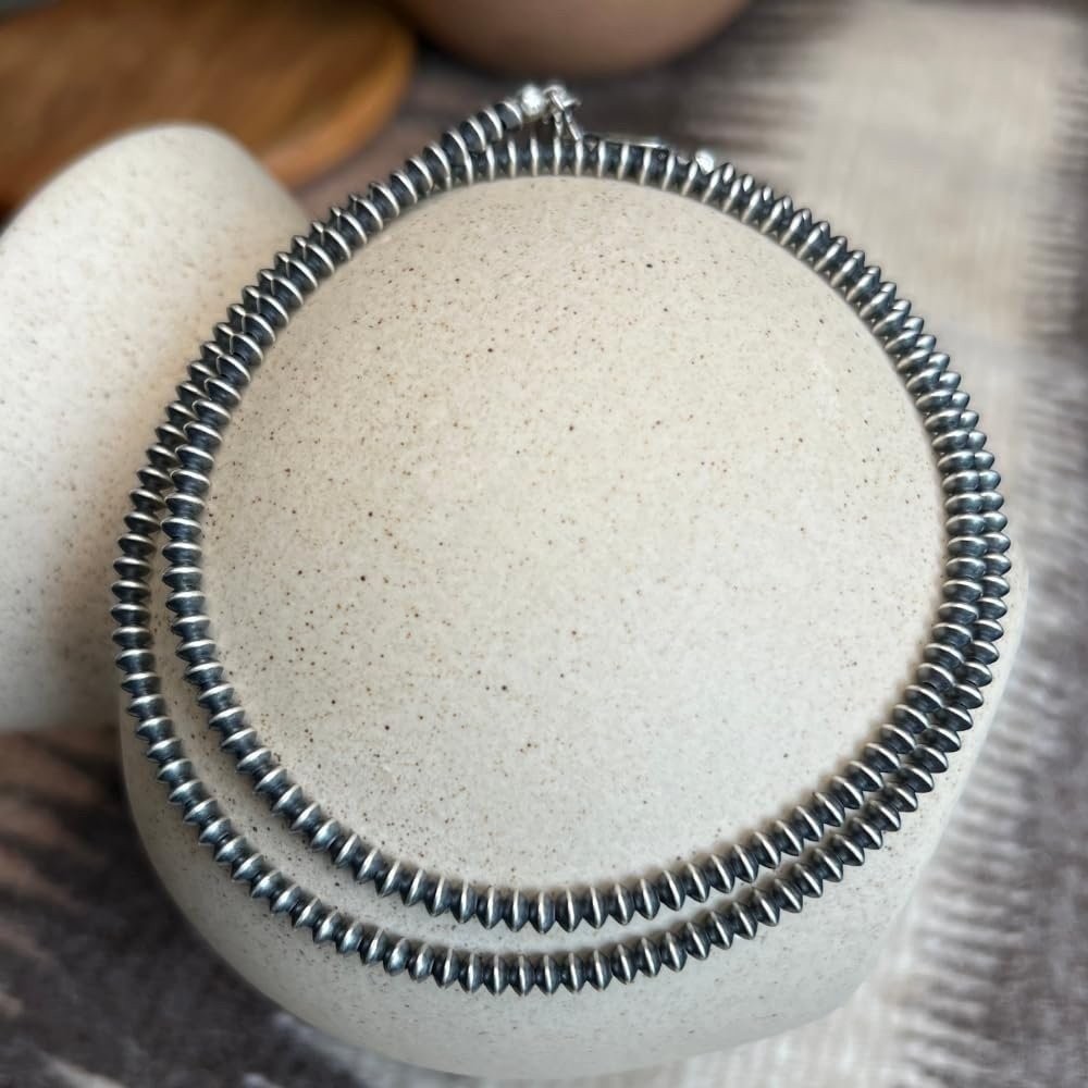 Navajo Handmade Sterling Silver Saucer Pearl Necklace – Multiple Lengths