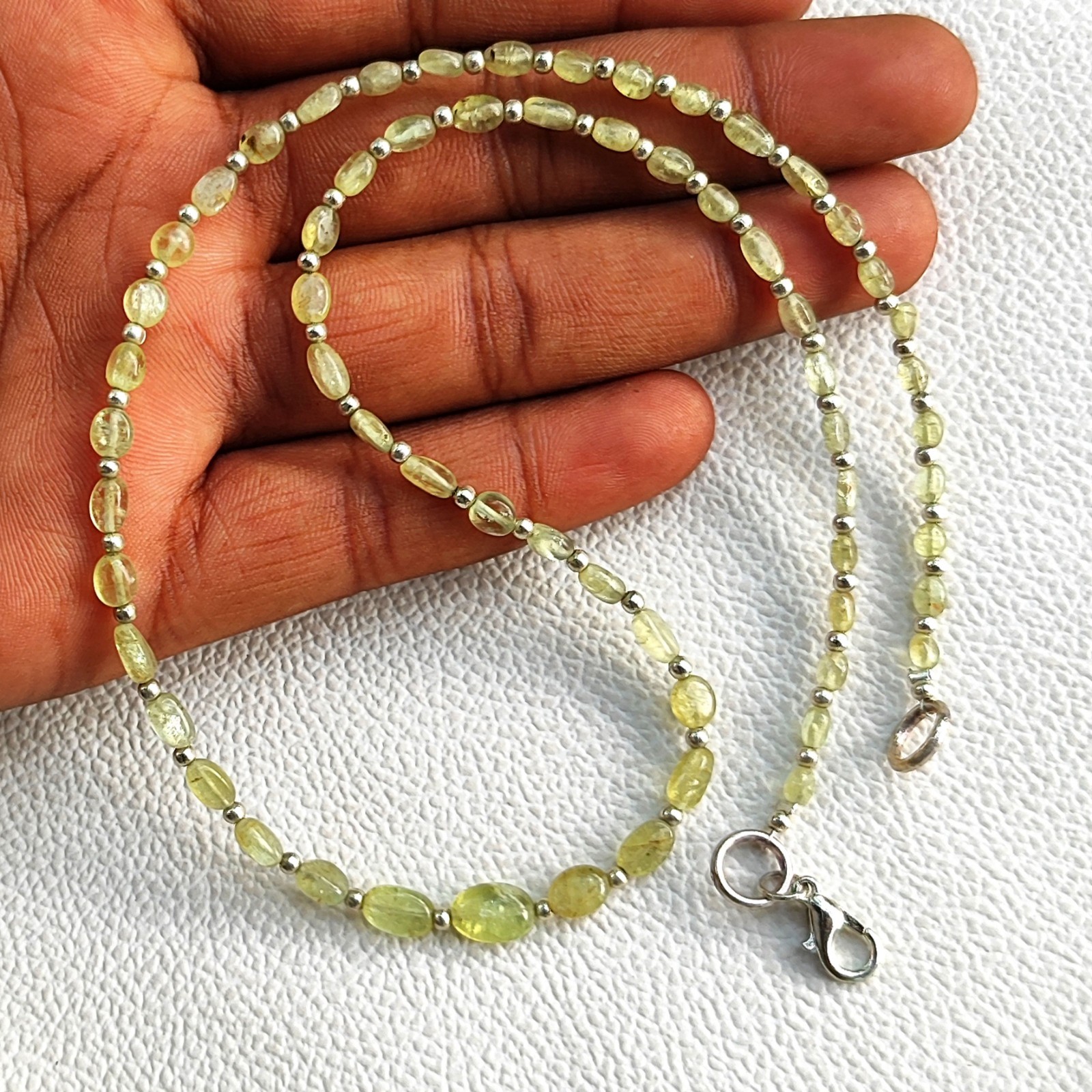 Natural Chrysoberyl Cats Eye 5-8mm Smooth Nugget Gem Beads 17″ Necklace India