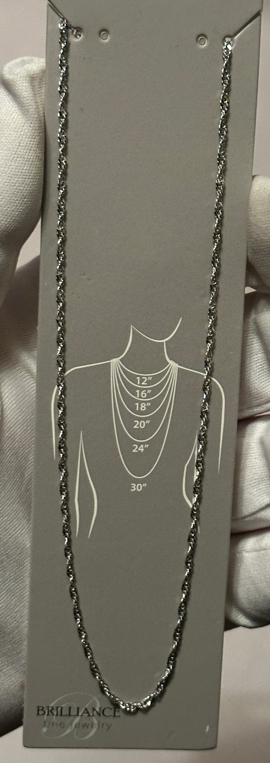 Brilliance Fine Jewelry Serpentine Twist Sterling Silver 20in Chain Necklace NEW