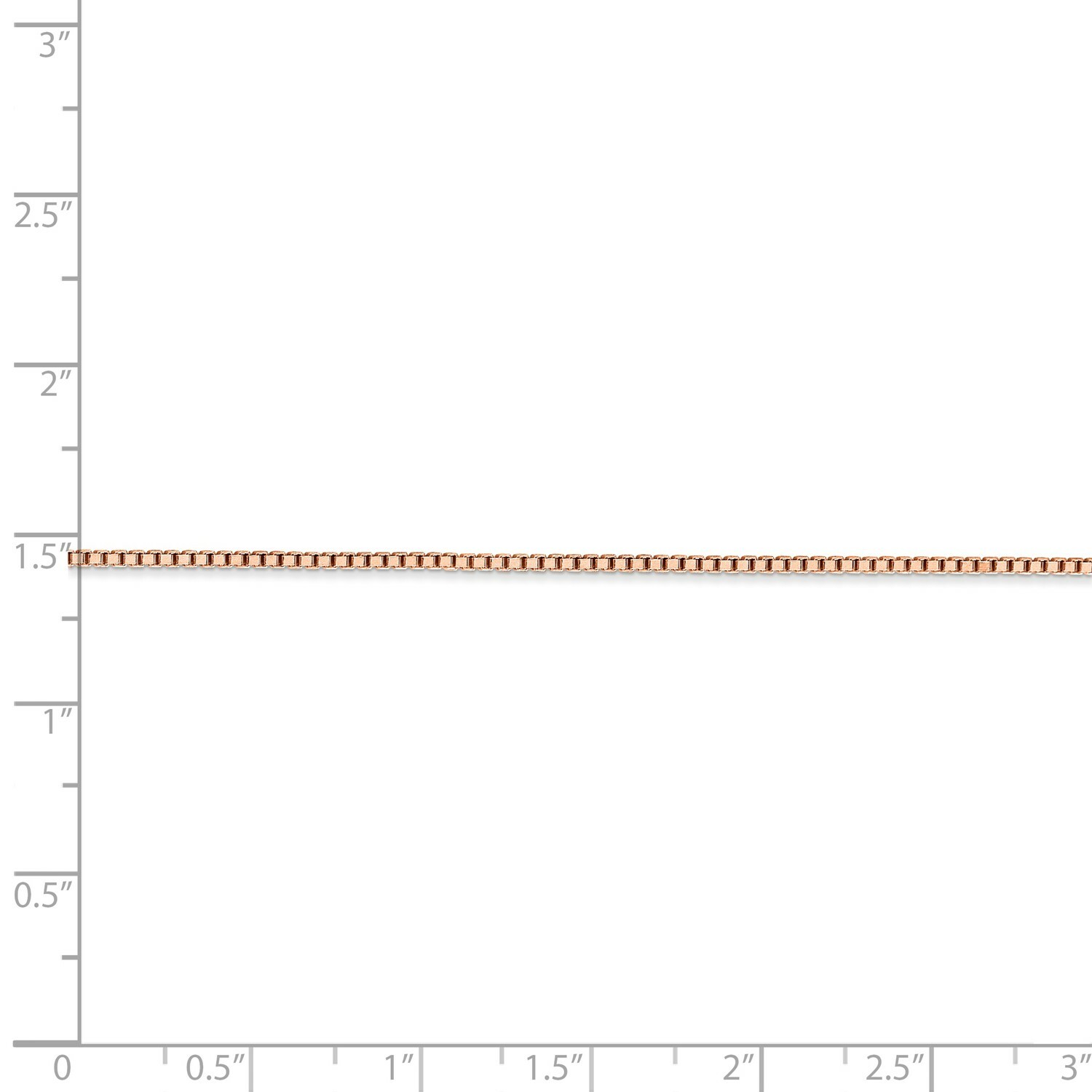 14k Rose Gold 1.3mm Solid Plain Box Link Chain w/ Lobster Clasp 16″ – 30″