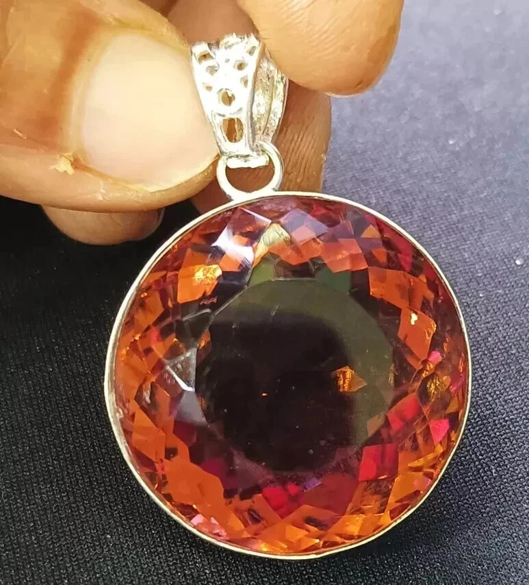 AAA+ 76.25 Ct. Round Cut Color-Changing Alexandrite 925 Sterling Silver Pendant
