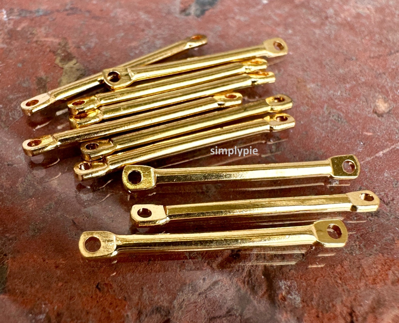 Long Gold Bar Links Set of 10 Size 22x2mm #GARDRW