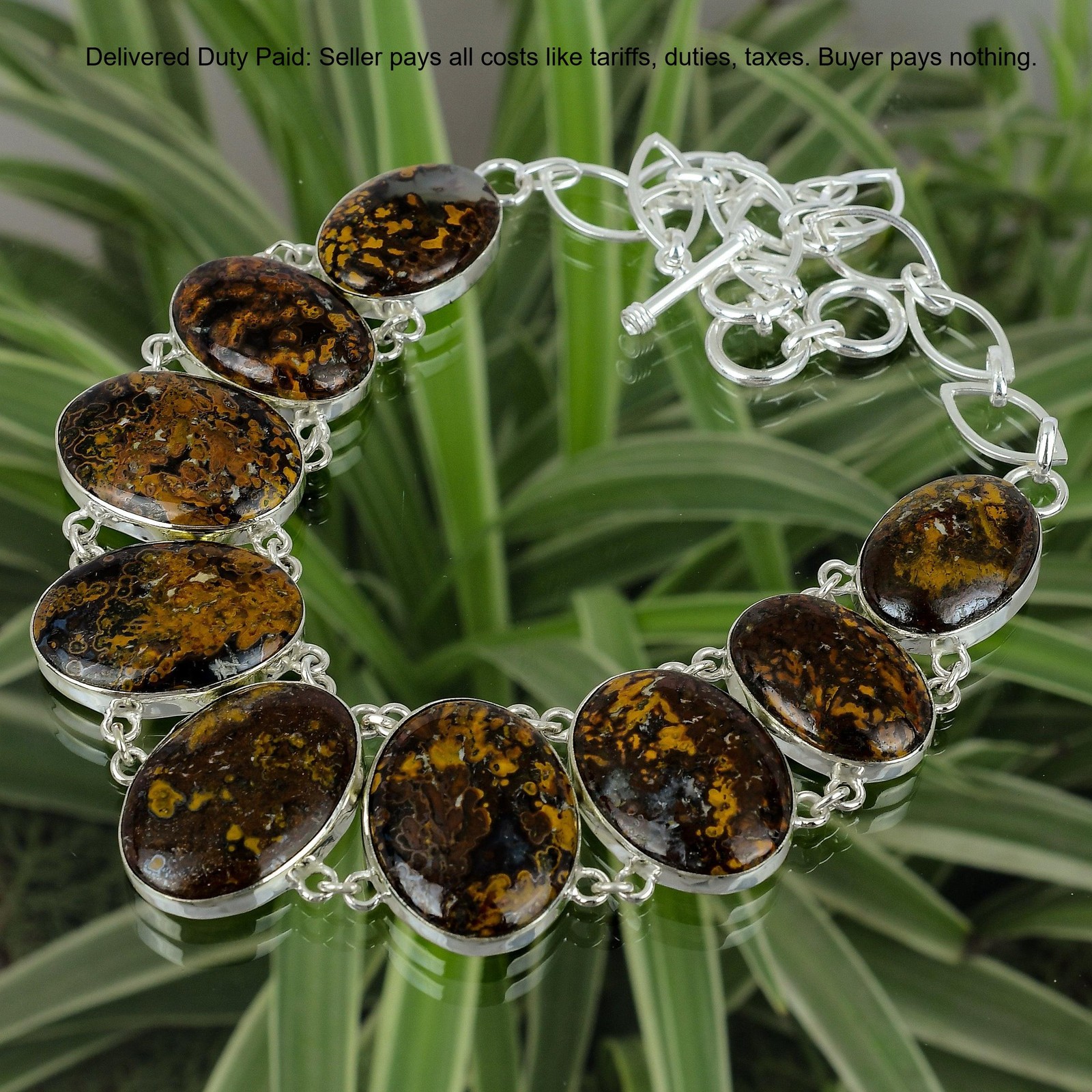 Oval Mariam Jasper Stone 925 Sterling Silver Chain Anniversary Necklace Jewelry