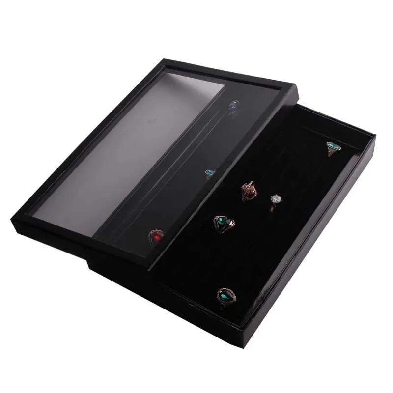 Jewelry Ring Display Organizer Tray Holder Earrings Storage Boxes Case