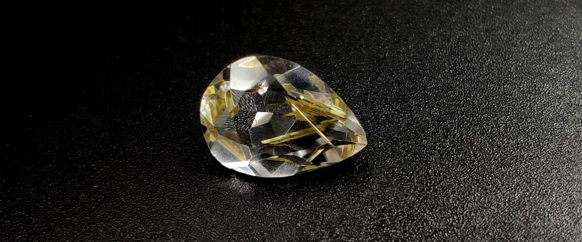 3.1 Ct Natural Rutilated Quartz Pear Shape 12X8.7X5.4mm Faceted Cut Gemstone W83
