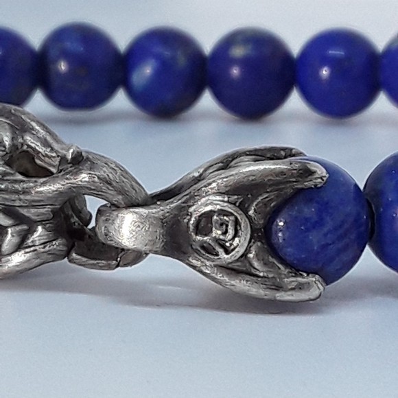 DAVID YURMAN Matrix 8mm Bead lapis lazuli Shinny Spiritual Beads Bracelet 8.5″