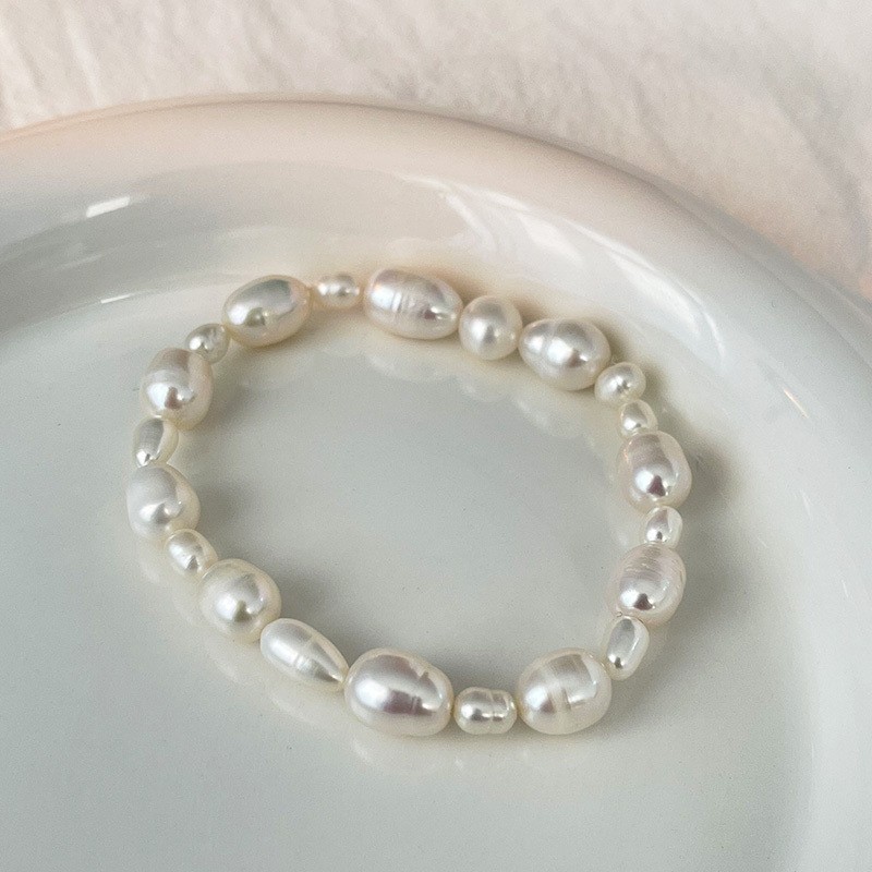 Irregular Freshwater Pearl Bracelet Elastic Stackable Boho Gift Bridal