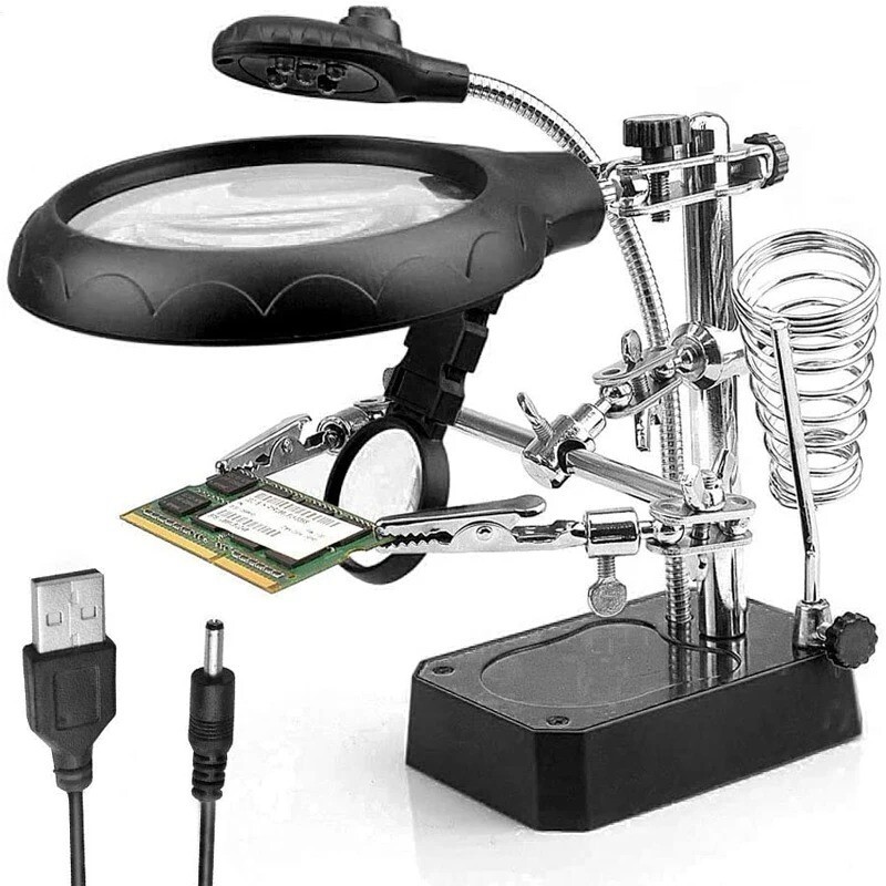 Helping Hands Tool Jewelry Repair Soldering Iron Clamp Holder Magnifying Glass