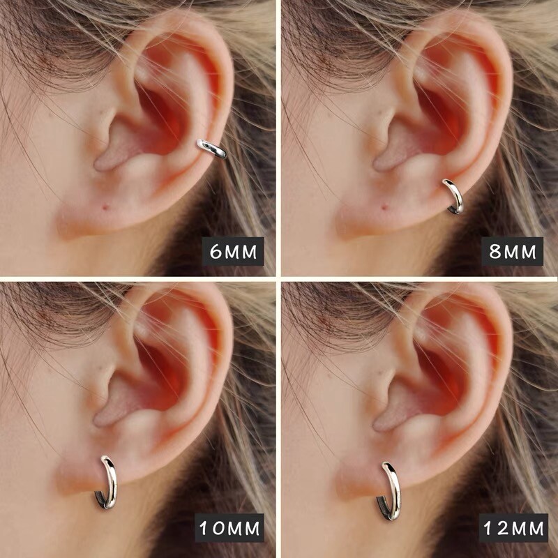 Surgical Steel Small Round Huggie Hoop Earrings Trendy Jewelry Gift For Her/Him