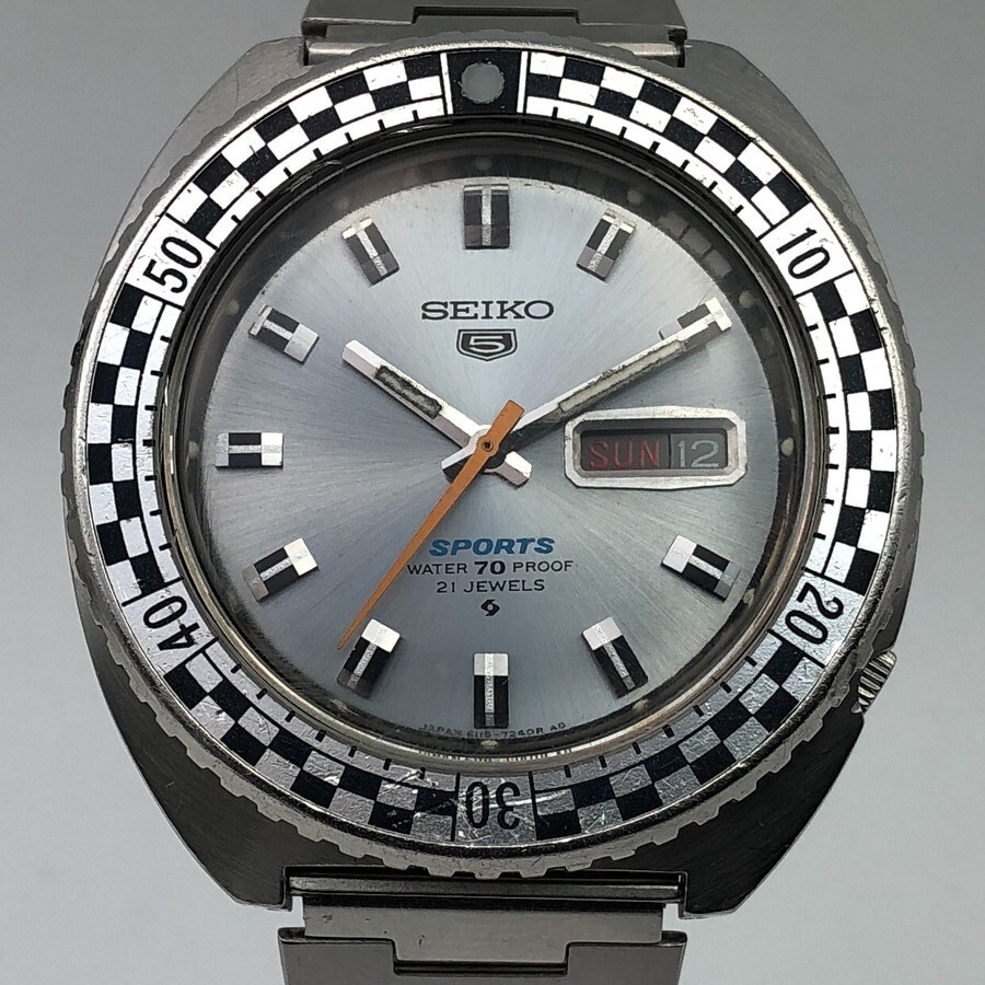 Vintage 1969 Seiko 5 Sports 6119-7170 Rally diver Checker flag Automatic #1992