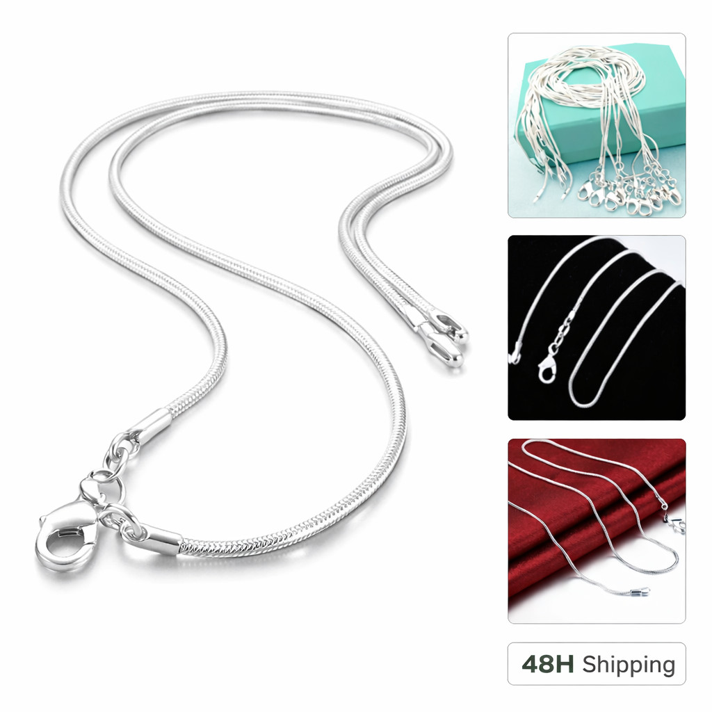 10pcs 925 Sterling Silver Snake Chain 1mm Necklace Bulk 16-30 Inch Wholesale Lot