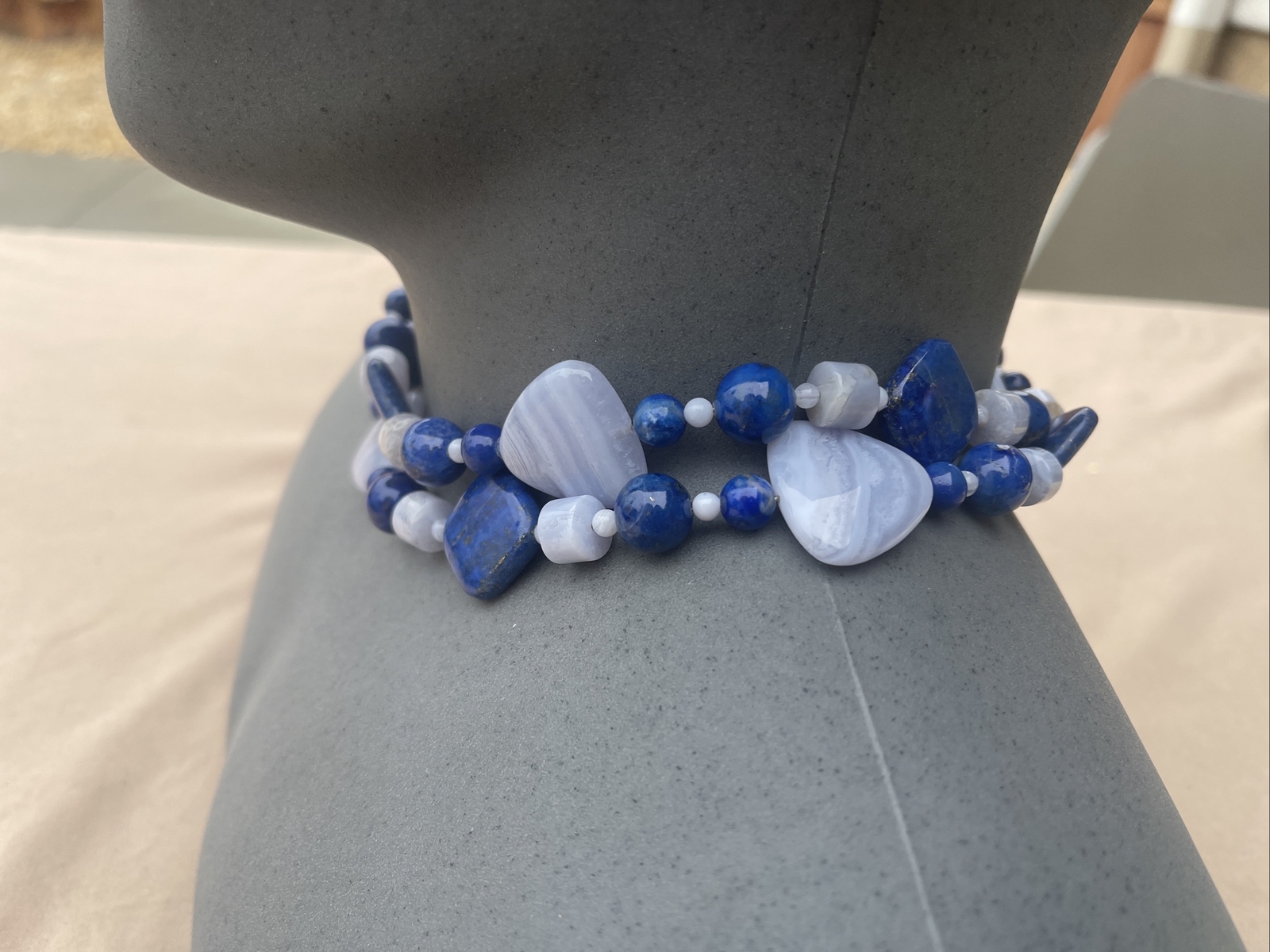 Mine Finds by Jay King DTR Sterling 925 blue lace agate lapis Nexklace 156 Grams