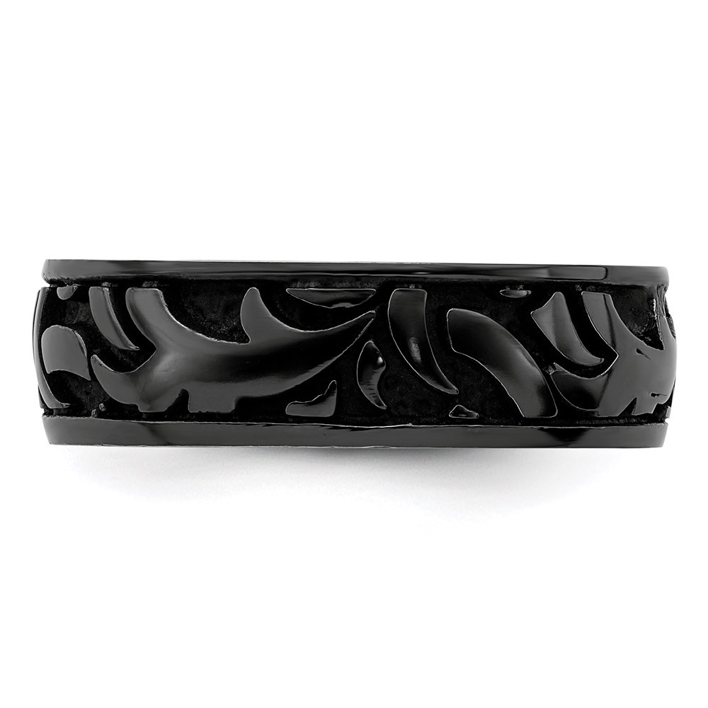Black Titanium Casted Design 7mm Band Ring Size 10 for Men’s