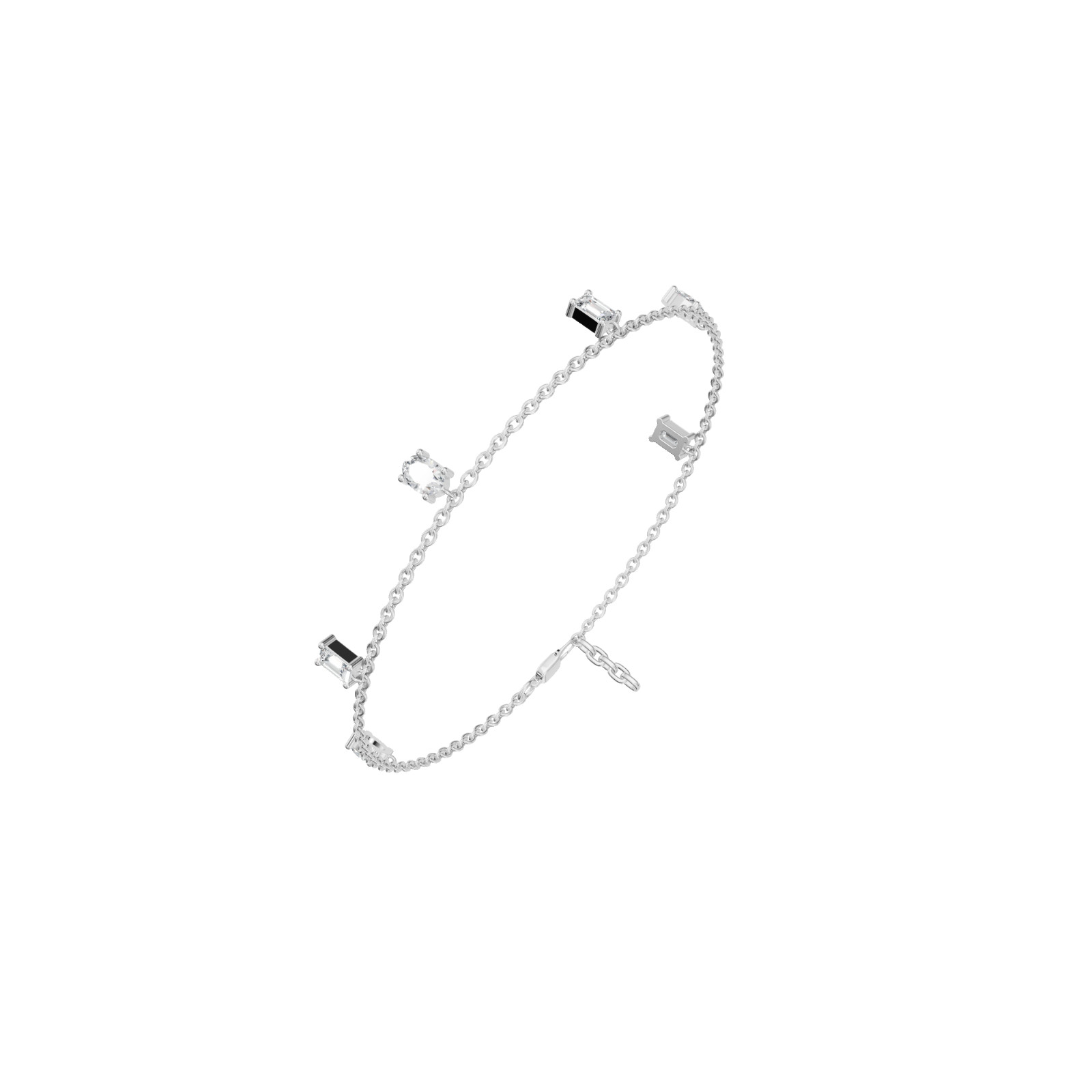 Minimalist Celestial Drops Emerald Oval Lab Grown Diamond Charm Bracelet