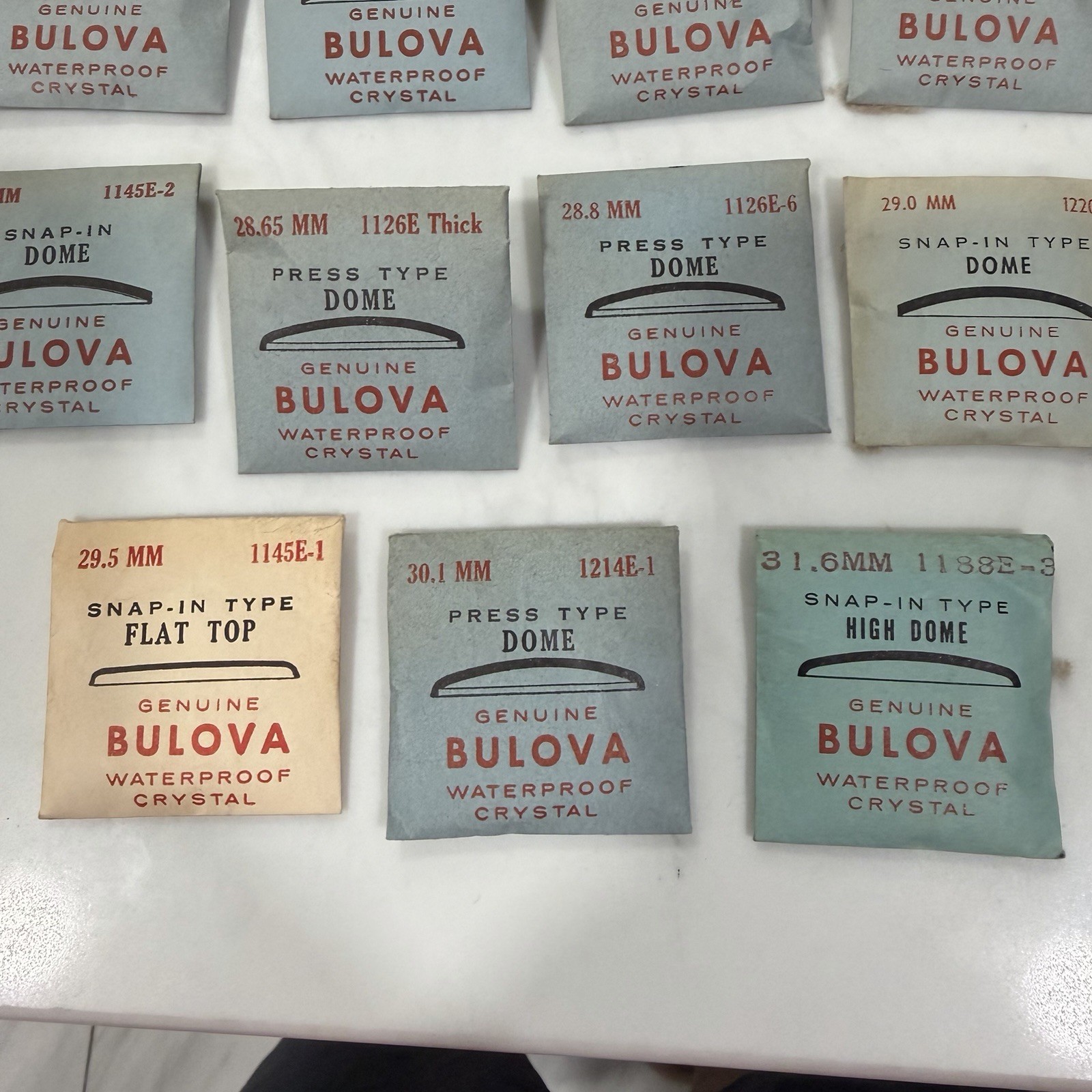 Lot Of 11 Genuine BULOVA Dome Type Watch Crystals 26.1-31.6mm NEW OLD STOCK!