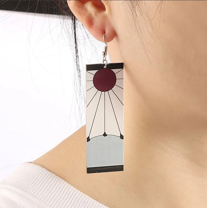 2pcs Anime Demon Slayer Inspired Acrylic Drop Earrings – Stylish Otaku Jewelry